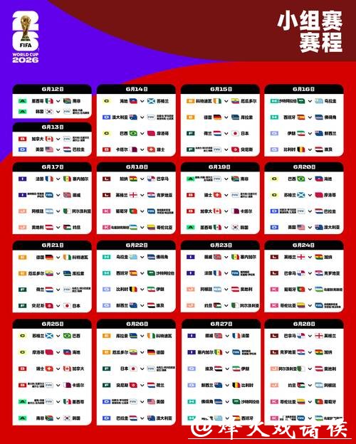 2026世界杯完整比赛日程安排一览